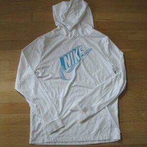 Nike Boys White Hoodie Sweatshirt Youth XL Lightweight Graphic Logo Front Pocket
